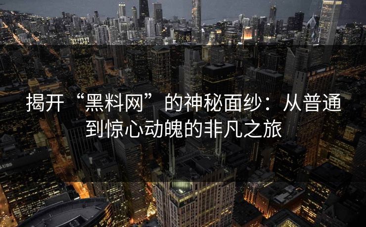 揭开“黑料网”的神秘面纱：从普通到惊心动魄的非凡之旅  第1张
