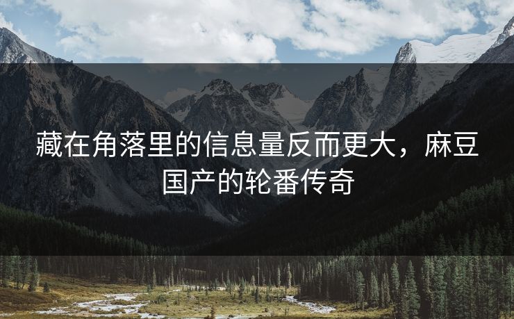 藏在角落里的信息量反而更大，麻豆国产的轮番传奇  第1张