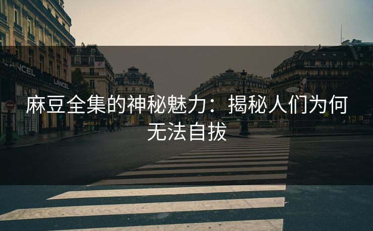 麻豆全集的神秘魅力：揭秘人们为何无法自拔  第1张