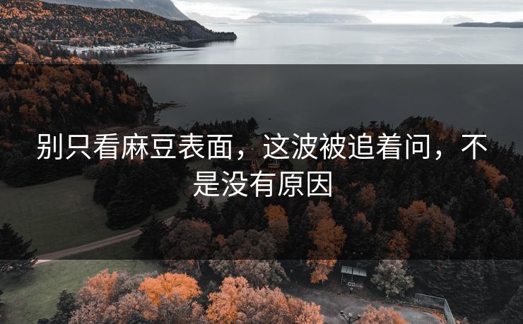 别只看麻豆表面，这波被追着问，不是没有原因  第1张