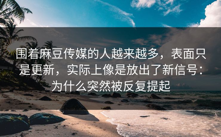 围着麻豆传媒的人越来越多，表面只是更新，实际上像是放出了新信号：为什么突然被反复提起  第1张