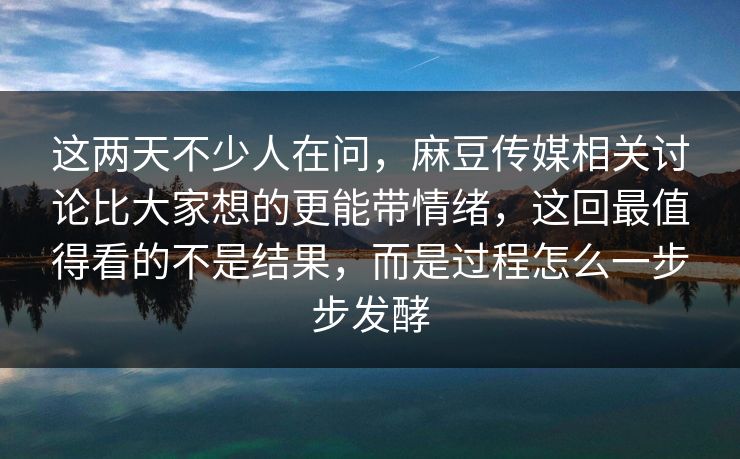 这两天不少人在问，麻豆传媒相关讨论比大家想的更能带情绪，这回最值得看的不是结果，而是过程怎么一步步发酵  第1张