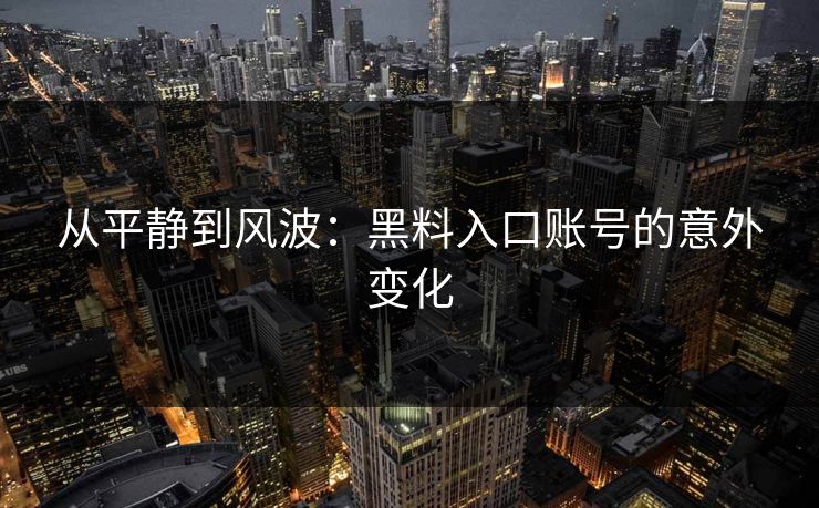 从平静到风波：黑料入口账号的意外变化  第1张