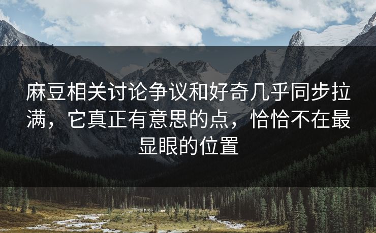 麻豆相关讨论争议和好奇几乎同步拉满，它真正有意思的点，恰恰不在最显眼的位置  第1张