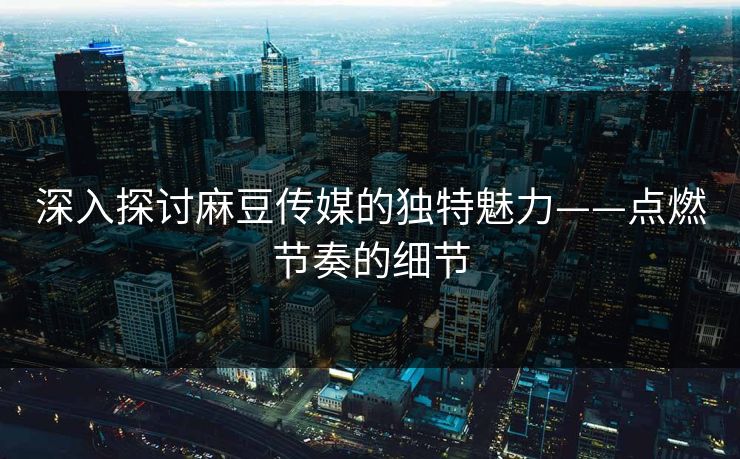 深入探讨麻豆传媒的独特魅力——点燃节奏的细节  第1张
