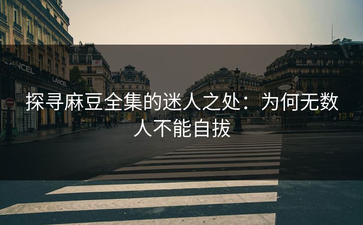 探寻麻豆全集的迷人之处：为何无数人不能自拔  第1张